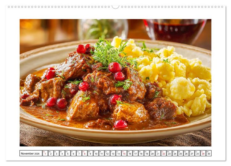 Produktbild: Gaumenfreuden. Das wundersch&ouml;ne &Ouml;sterreich auf dem Teller (hochwertiger Premium Wandkalender 2026 DIN A2 quer), Kunstdruck in Hochglanz