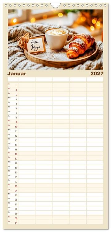 Produktbild: Familienplaner 2027 - Cappuccino, Latte und mehr - Der gro&szlig;e Kaffeekalender mit 5 Spalten (Wandkalender, 21 x 45 cm) CALVENDO