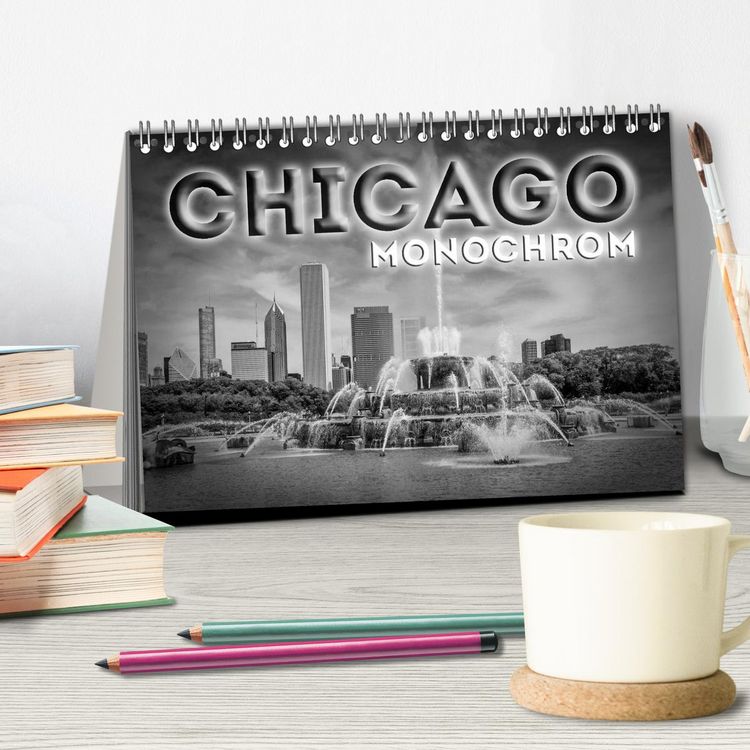 Produktbild: CHICAGO Monochrom (Tischkalender 2026 DIN A5 quer), CALVENDO Monatskalender