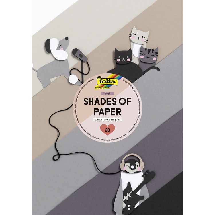 Produktbild: folia Bastelblock Tonpapier & Fotokarton Shades of Paper grau DIN A4 20 Blatt