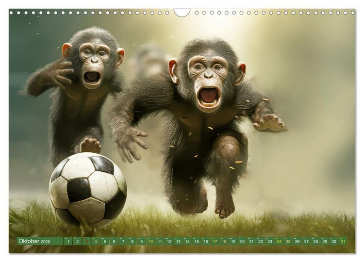 Produktbild: Fu&szlig;ballfieber bei den Babyaffen (Wandkalender 2026 DIN A3 quer), CALVENDO Monatskalender