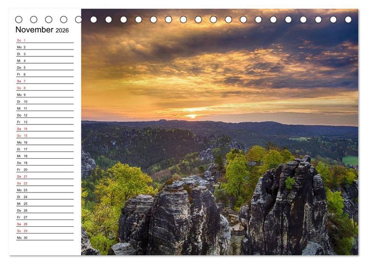 Produktbild: S&auml;chsische Schweiz &ndash; Impressionen (Tischkalender 2026 DIN A5 quer), CALVENDO Monatskalender