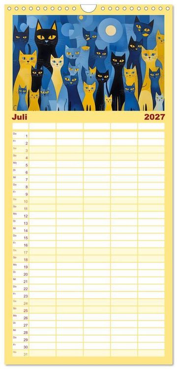 Produktbild: Familienplaner 2027 - Schnurrendes Katzenget&uuml;mmel mit 5 Spalten (Wandkalender, 21 x 45 cm) CALVENDO