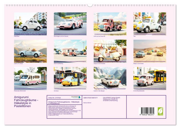 Produktbild: Amigurumi Fahrzeugtr&auml;ume - H&auml;kelstyle in Pastellt&ouml;nen (hochwertiger Premium Wandkalender 2026 DIN A2 quer), Kunstdruck in Hochglanz