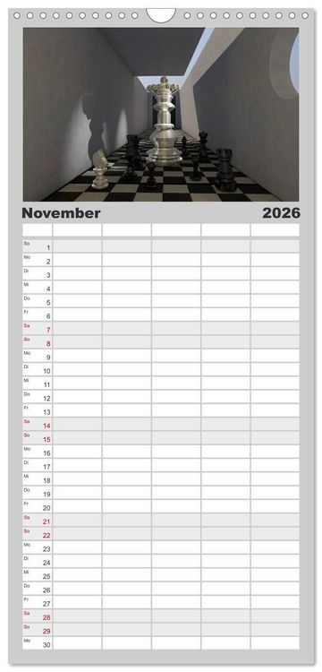 Produktbild: Familienplaner 2026 - SCHACH - Spiel der K&ouml;nige mit 5 Spalten (Wandkalender, 21 x 45 cm) CALVENDO