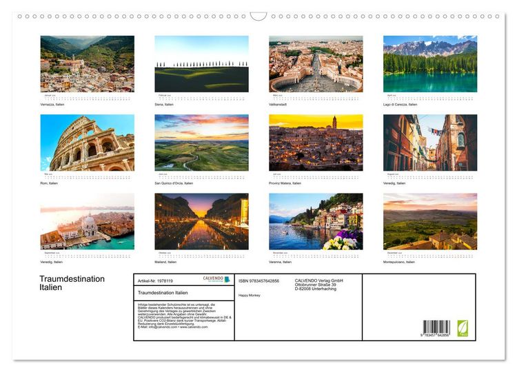 Produktbild: Traumdestination Italien (Wandkalender 2026 DIN A2 quer), CALVENDO Monatskalender
