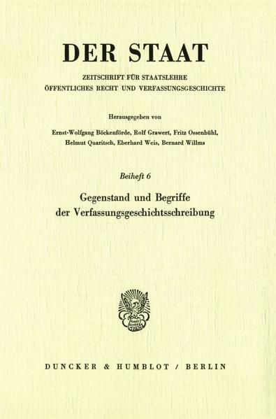 Produktbild: Gegenstand und Begriffe der Verfassungsgeschichtsschreibung.