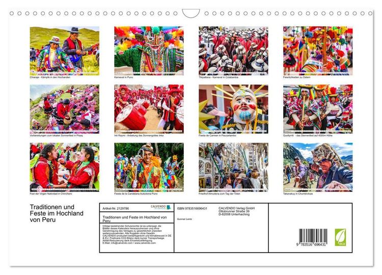 Produktbild: Traditionen und Feste im Hochland von Peru (Wandkalender 2026 DIN A3 quer), CALVENDO Monatskalender