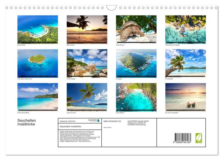 Produktbild: Seychellen Inselblicke (Wandkalender 2027 DIN A3 quer), CALVENDO Monatskalender