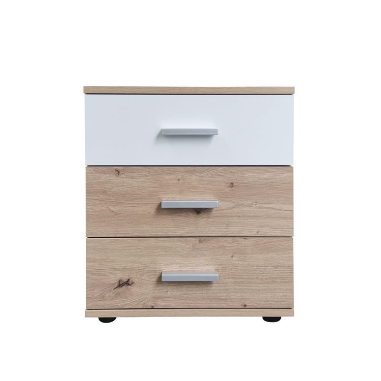 Produktbild: HTI-Living Nachtkonsole Nachtschrank Nina 3 Wei&szlig; Artisaneiche