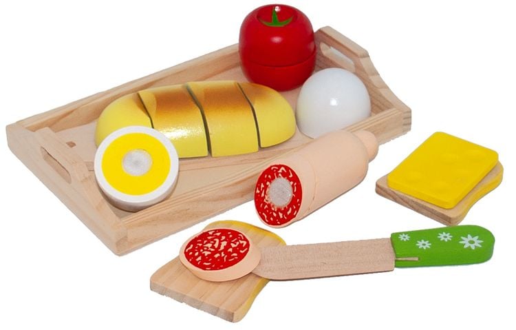 Produktbild: Der kleine Kaufmann - Fr&uuml;hst&uuml;ckstablett 10-teilig mit Spiellebensmittel zum Schneiden