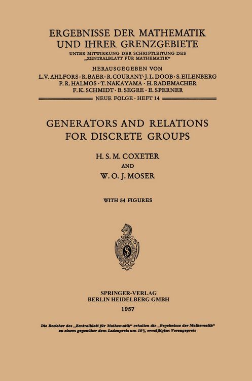 Produktbild: Generators and Relations for Discrete Groups