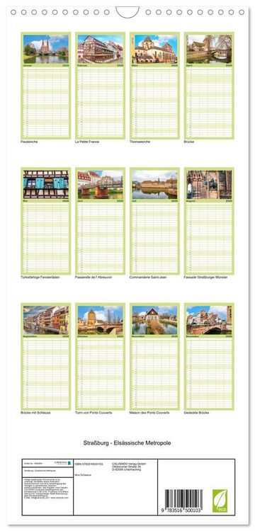 Produktbild: Familienplaner 2026 - Stra&szlig;burg - Els&auml;ssische Metropole mit 5 Spalten (Wandkalender, 21 x 45 cm) CALVENDO