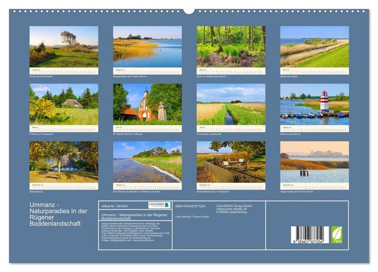 Produktbild: Ummanz - Naturparadies in der R&uuml;gener Boddenlandschaft (hochwertiger Premium Wandkalender 2026 DIN A2 quer), Kunstdruck in Hochglanz