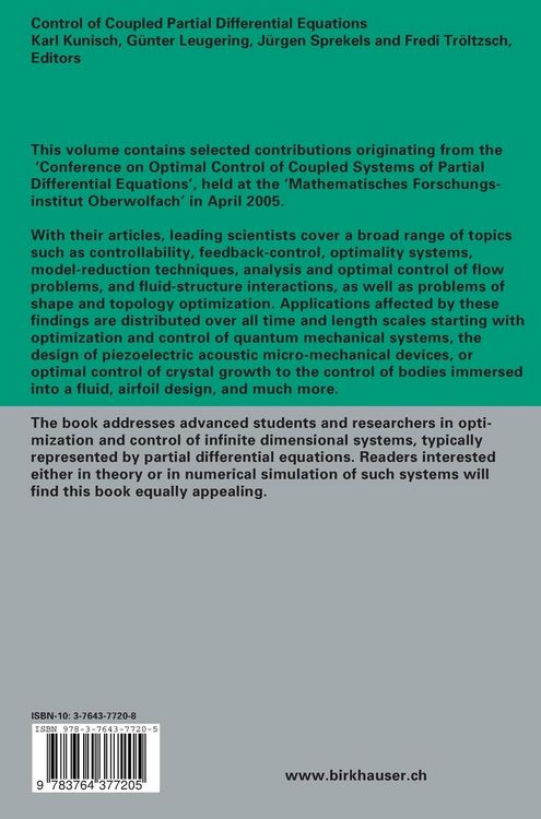 Produktbild: Control of Coupled Partial Differential Equations