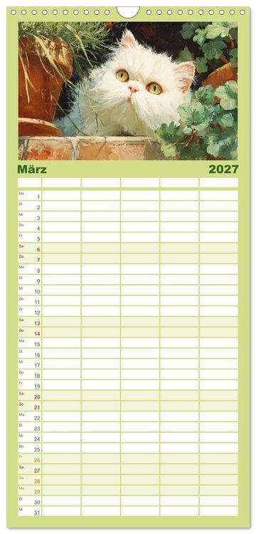 Produktbild: Familienplaner 2027 - Perserkatzen. Flauschige Momente in kunstvoller &Ouml;loptik mit 5 Spalten (Wandkalender, 21 x 45 cm) CALVENDO