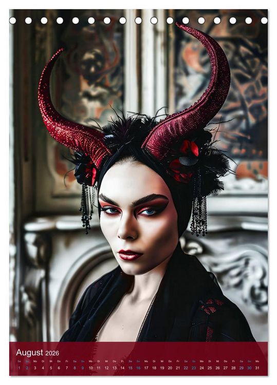 Produktbild: Teuflische Gothics - Gothic, Girls und H&ouml;rner (Tischkalender 2026 DIN A5 hoch), CALVENDO Monatskalender