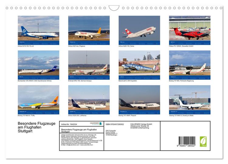 Produktbild: Besondere Flugzeuge am Flughafen Stuttgart (Wandkalender 2026 DIN A3 quer), CALVENDO Monatskalender