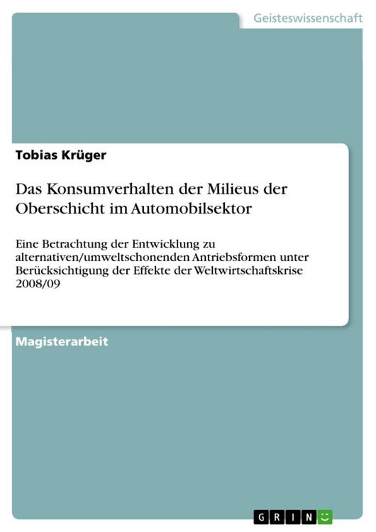 Produktbild: Das Konsumverhalten der Milieus der Oberschicht im Automobilsektor