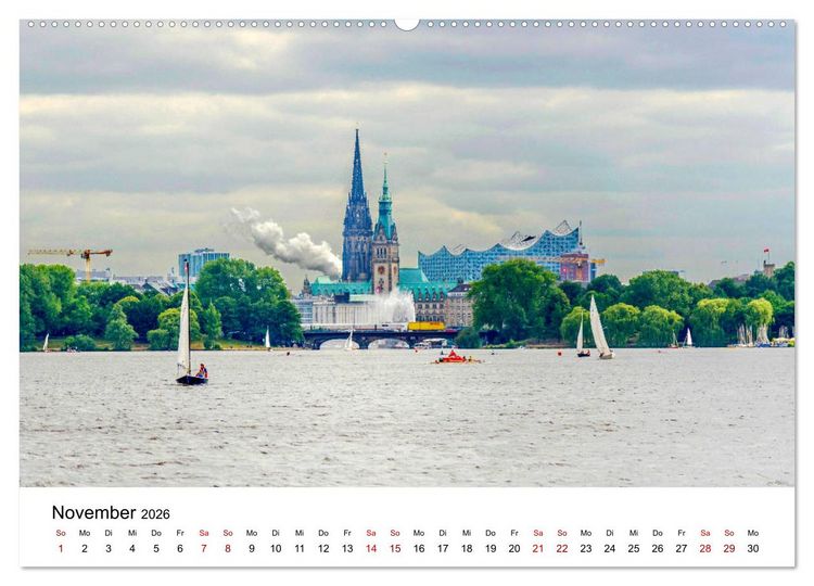 Produktbild: Die farbige Hafenstadt Hamburg (hochwertiger Premium Wandkalender 2026 DIN A2 quer), Kunstdruck in Hochglanz