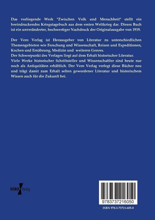 Produktbild: Zwischen Volk und Menschheit