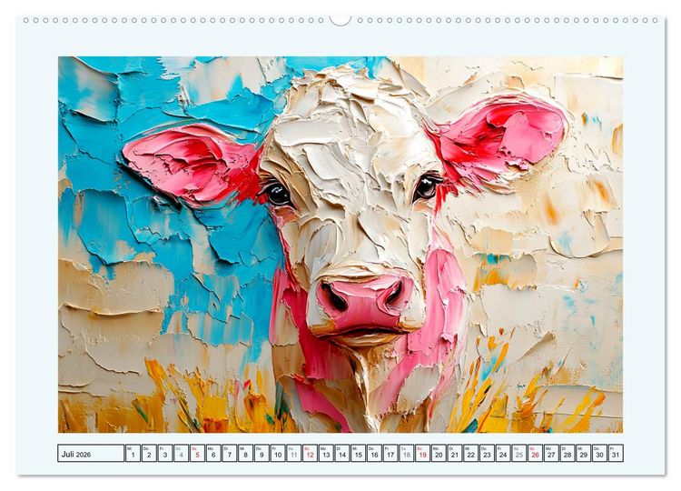 Produktbild: K&uuml;he im &Ouml;lgem&auml;lde-Stil. Ein Jahr mit lieblichen Tieren (hochwertiger Premium Wandkalender 2026 DIN A2 quer), Kunstdruck in Hochglanz