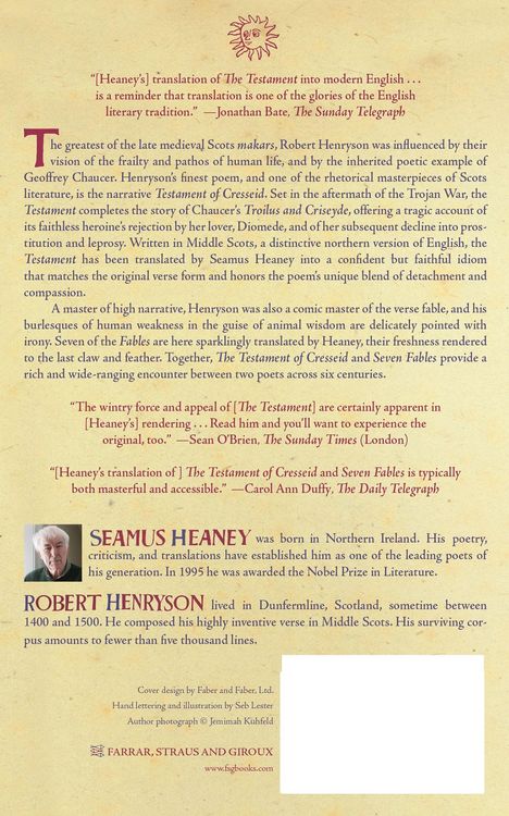Produktbild: The Testament of Cresseid and Seven Fables