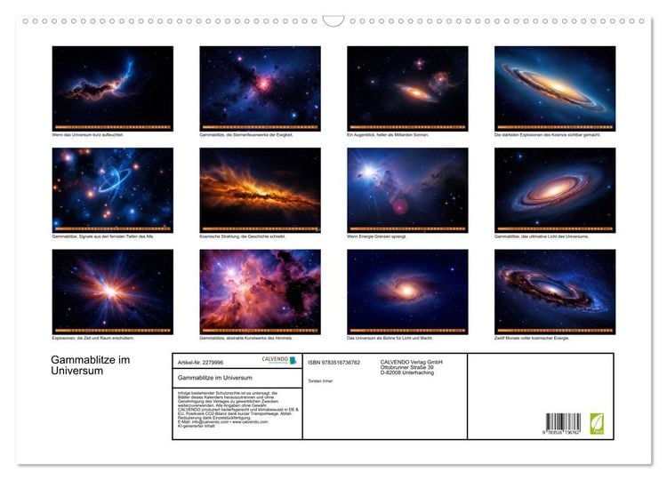 Produktbild: Gammablitze im Universum (Wandkalender 2026 DIN A2 quer), CALVENDO Monatskalender