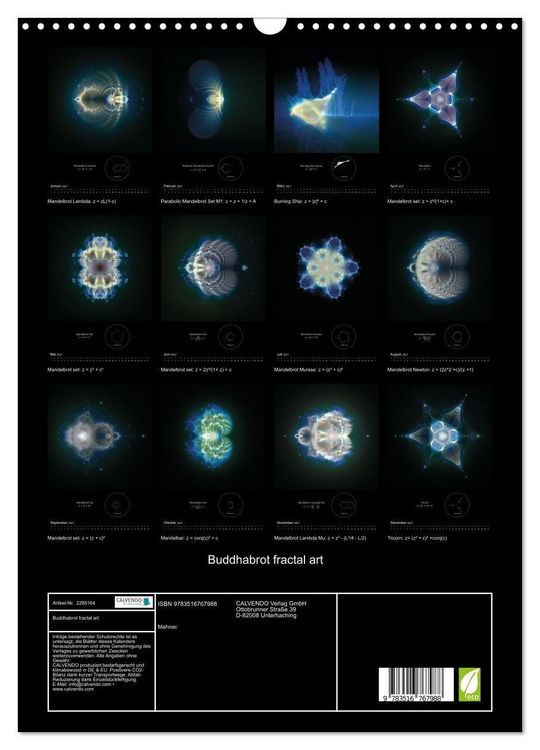 Produktbild: Buddhabrot fractal art (Wandkalender 2027 DIN A3 hoch), CALVENDO Monatskalender
