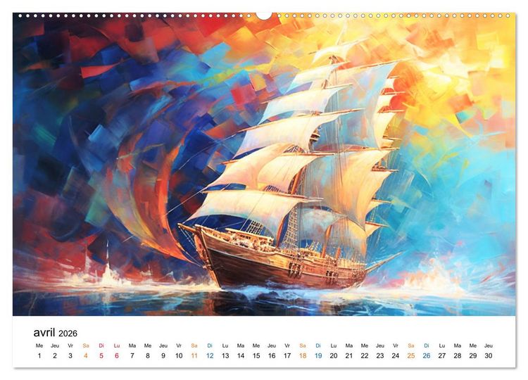 Produktbild: Sc&egrave;nes &eacute;piques de voiliers (Calendrier mural 2026 DIN A2 vertical) calendrier de bureau