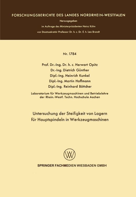 Produktbild: Untersuchung der Steifigkeit von Lagern f&uuml;r Hauptspindeln in Werkzeugmaschinen