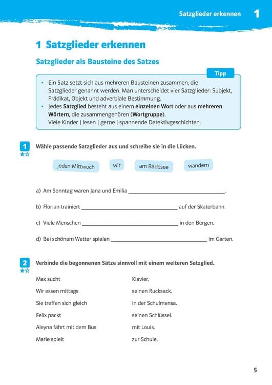 Produktbild: 10-Minuten-Training Deutsch Grammatik Satzglieder bestimmen 5.-7. Klasse
