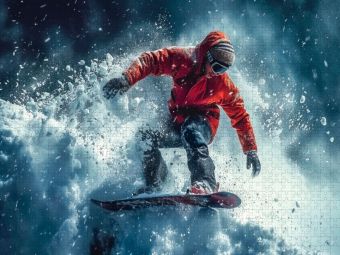 Produktbild: CALVENDO Puzzle Snowboarden, schwarze Abfahrt | 1000 Teile Lege-Gr&ouml;&szlig;e 64x48cm Foto-Puzzle f&uuml;r gl&uuml;ckliche Stunden