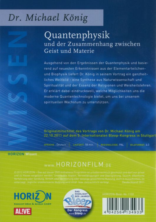 Produktbild: Quantenphysik und der Zusammenhang zwischen Geist und Materie - Dr. Michael K&ouml;nig