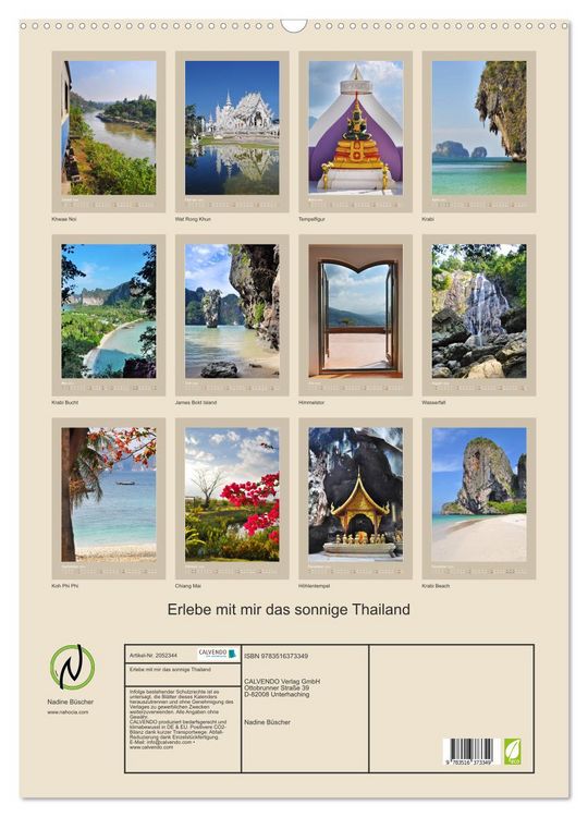 Produktbild: Erlebe mit mir das sonnige Thailand (Wandkalender 2026 DIN A2 hoch), CALVENDO Monatskalender