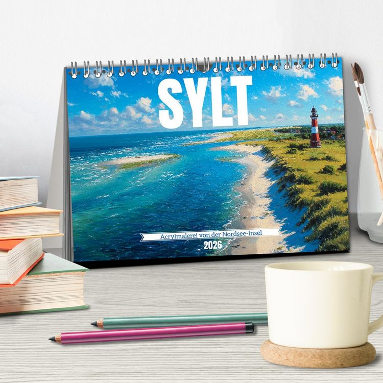 Produktbild: Sylt - Acrylmalerei von der Nordsee-Insel (Tischkalender 2026 DIN A5 quer), CALVENDO Monatskalender