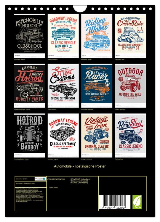 Produktbild: Automobile - nostalgische Poster (Wandkalender 2026 DIN A4 hoch), CALVENDO Monatskalender