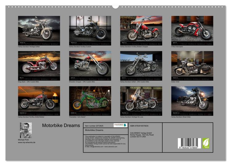 Produktbild: Motorbike Dreams (High Quality Premium Wall Calendar 2026 DIN A2 landscape),CALVENDO 12 Month Wall Calendar