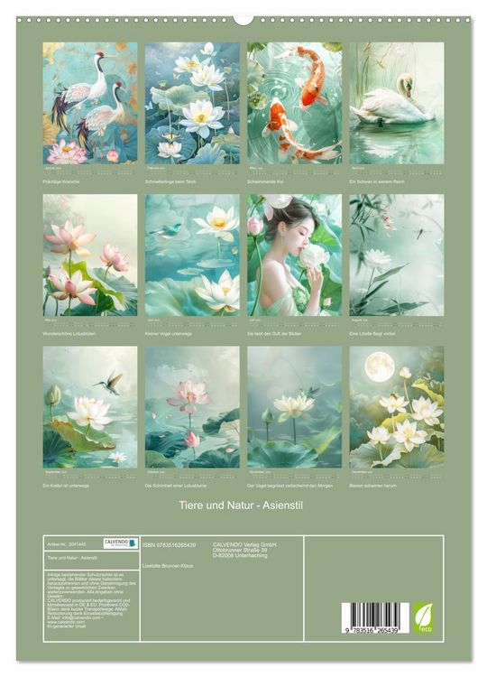 Produktbild: Tiere und Natur - Asienstil (hochwertiger Premium Wandkalender 2026 DIN A2 hoch), Kunstdruck in Hochglanz