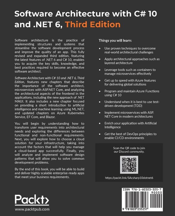 Produktbild: Software Architecture with C# 10 and .NET 6 - Third Edition