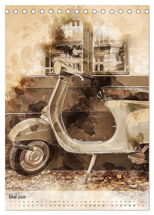 Produktbild: Motorroller - Vespa Galerie (Tischkalender 2026 DIN A5 hoch), CALVENDO Monatskalender