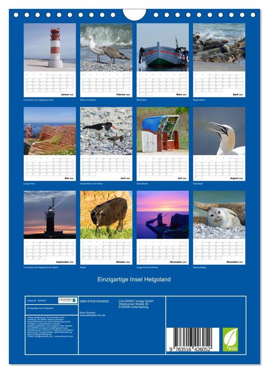 Produktbild: Einzigartige Insel Helgoland (Wandkalender 2026 DIN A4 hoch), CALVENDO Monatskalender
