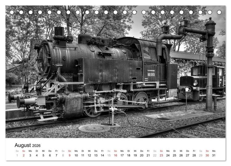 Produktbild: Unter Dampf - Eisenbahnromantik in schwarz-wei&szlig; (Tischkalender 2026 DIN A5 quer), CALVENDO Monatskalender