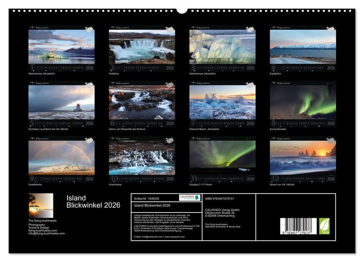 Produktbild: Island Blickwinkel 2026 (hochwertiger Premium Wandkalender 2026 DIN A2 quer), Kunstdruck in Hochglanz