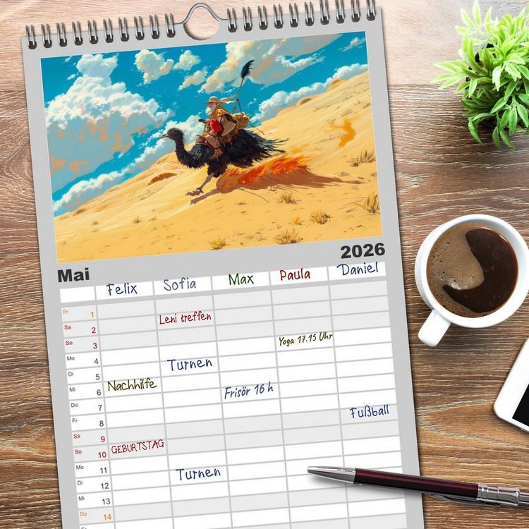 Produktbild: Familienplaner 2026 - Begegnungen im Anime Zauberland mit 5 Spalten (Wandkalender, 21 x 45 cm) CALVENDO