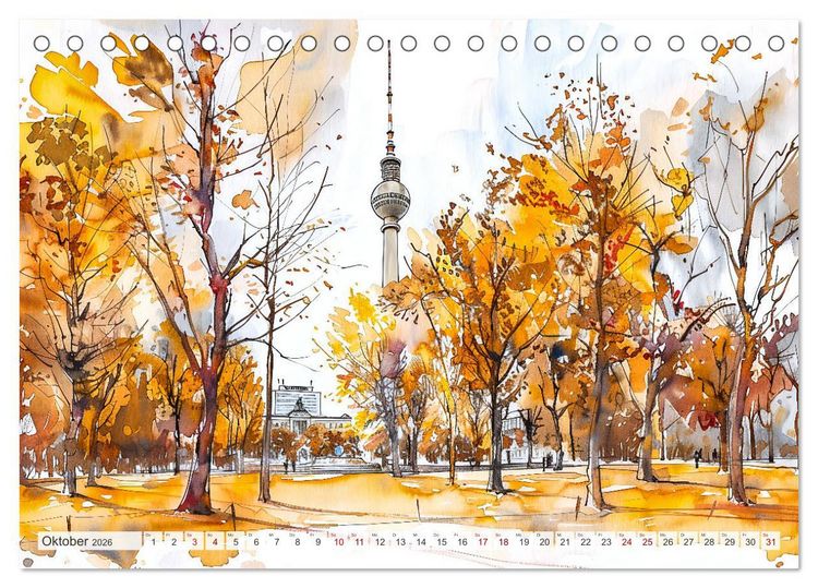 Produktbild: Berlin Impressionen - Kunstvolle Stadtansichten der Seele Berlins (Tischkalender 2026 DIN A5 quer), CALVENDO Monatskalender