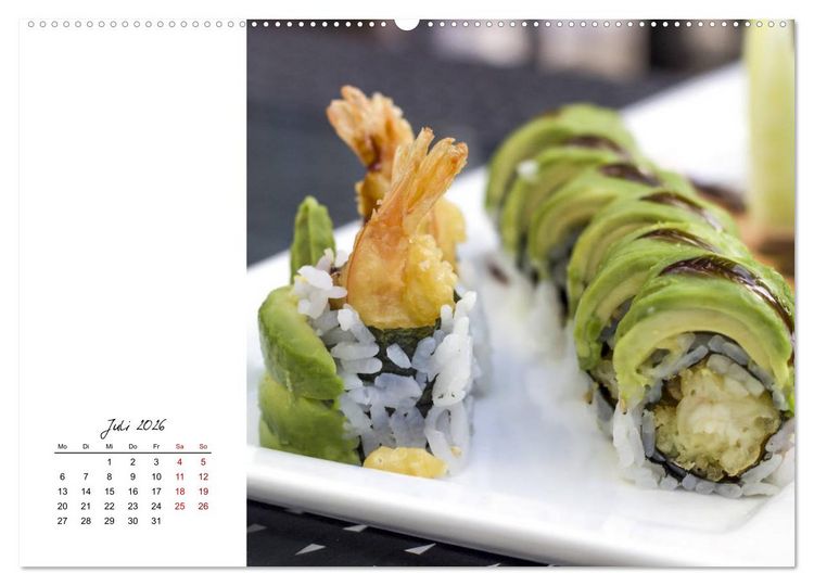 Produktbild: Sashimi und Sushi. Japans K&ouml;stlichkeiten (hochwertiger Premium Wandkalender 2026 DIN A2 quer), Kunstdruck in Hochglanz
