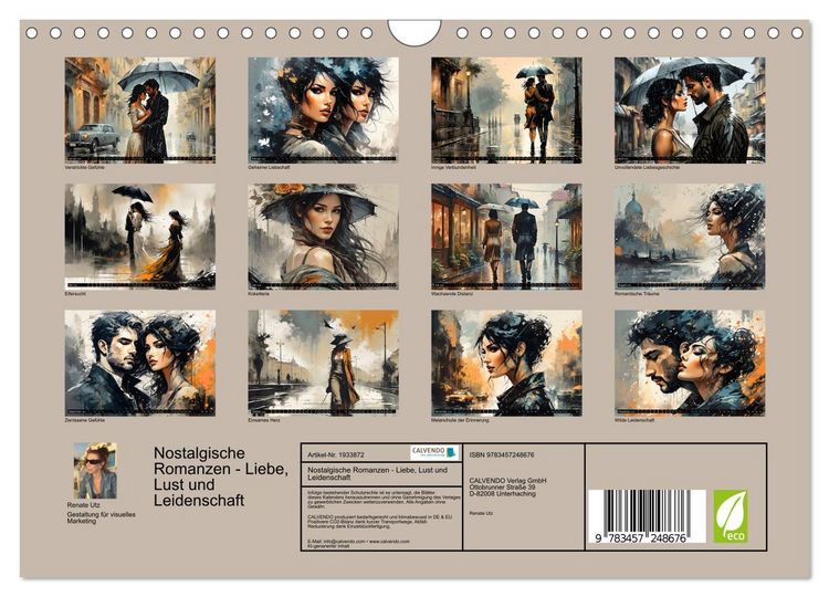 Produktbild: Nostalgische Romanzen - Liebe, Lust und Leidenschaft (Wandkalender 2026 DIN A4 quer), CALVENDO Monatskalender