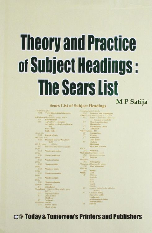 Produktbild: Theory and Practice of Subject Headings : The Sears List