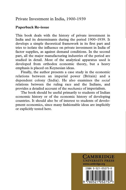 Produktbild: Private Investment in India 1900 1939
